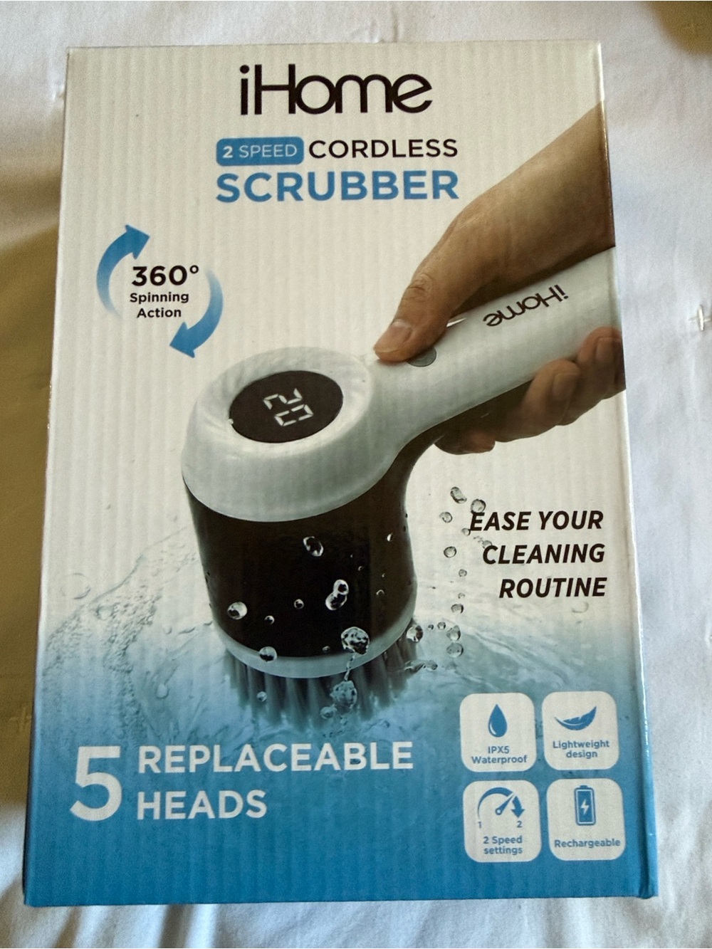 iHome Cordless Scrubber in White and Black
